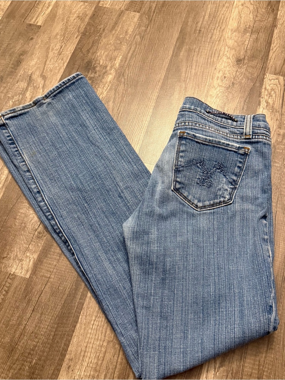 Vigoss Jeans Y2K Low Rise Bootcut Flare Jeans Light Wash Embroidered Size 7